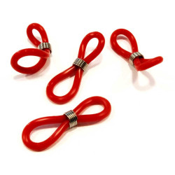 2x rot gunmetal Brillenösen 20x6mm aus Gummi - Schmuckzubehör