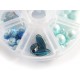 Weisse Sortierbox mit türkis Perlenmix aus Glas und Kristallglas Schmuckzubehör