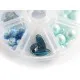 Weisse Sortierbox mit türkis Perlenmix aus Glas und Kristallglas Schmuckzubehör - Leisure-Beads DIY