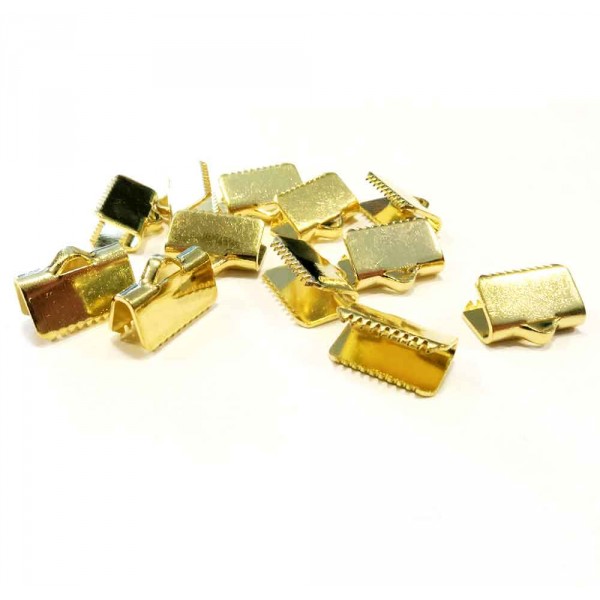 10x goldfarbene Bandklemme 10mm glatte Bandverbinder - Schmuckzubehör - Leisure-Beads DIY