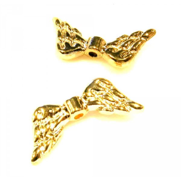2x goldfarbene Engelsflügel Perlen 20x10mm - Schmuckzubehör - Leisure-Beads DIY