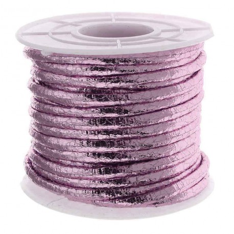 Leisure-Beads - 1m rosa metallic PU Lederband 3x2mm Kunstleder - Schmuckzubehör