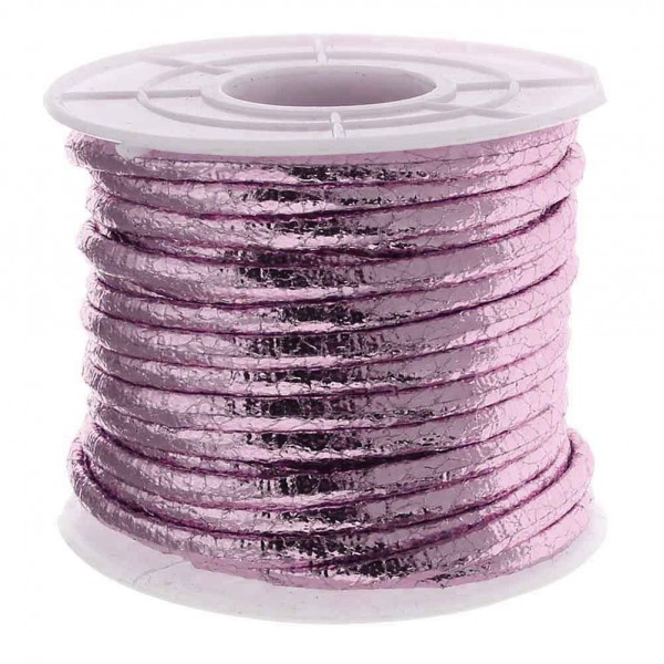 1m rosa metallic PU Lederband 3x2mm Kunstleder - Schmuckzubehör - Leisure-Beads DIY
