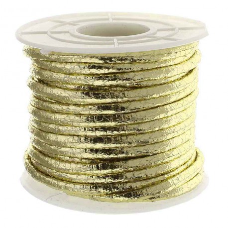 Leisure-Beads - 1m goldfarben PU Lederband 3x2mm Kunstleder - Schmuckzubehör