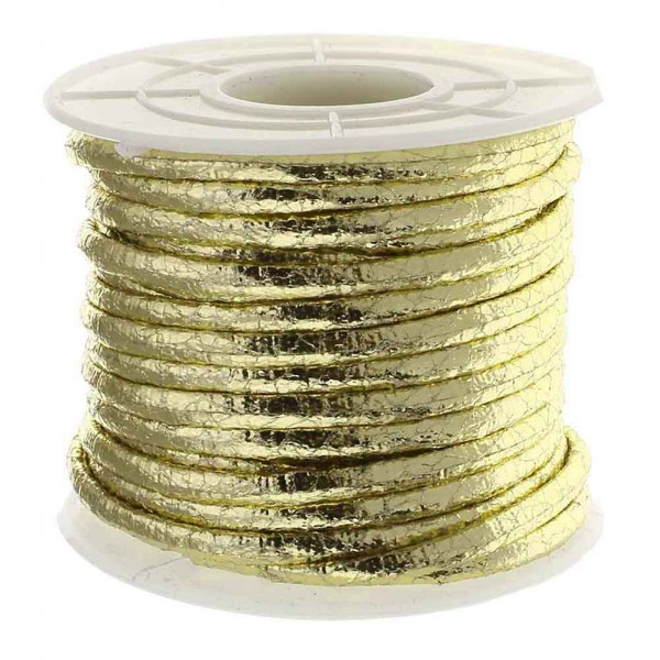 1m goldfarben PU Lederband 3x2mm Kunstleder - Schmuckzubehör - Leisure-Beads DIY