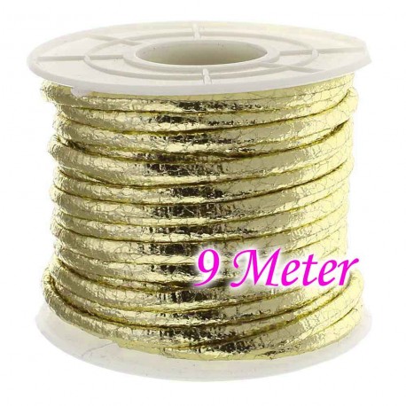 Leisure-Beads - 9m goldfarben PU Lederband 3x2mm Kunstleder - Schmuckzubehör