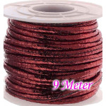 9m rot metallic PU Lederband 3x2mm Kunstleder - Schmuckzubehör