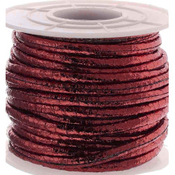Leisure-Beads - 1m rot metallic PU Lederband 3x2mm Kunstleder - Schmuckzubehör