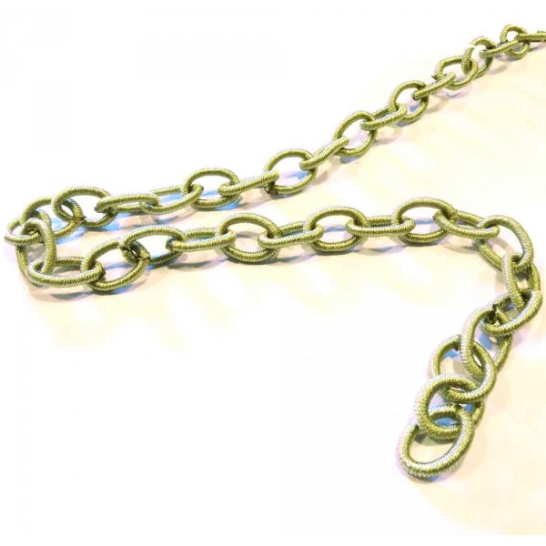 90cm grüne Stoffkette 12x8mm Textile Gliederkette - Schmuckzubehör Gliederkette - Leisure-Beads DIY