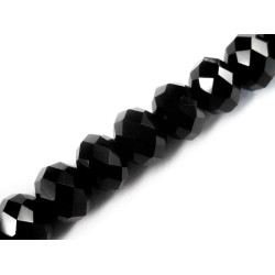 Leisure-Beads - 10x Schwarze geschliffene Glasperlen 8x6mm - Schmuckzubehör Glasperlen
