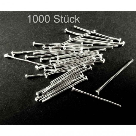 Leisure-Beads - 1000 Nietstifte 20mm hellsilberfarben Schmuckdraht mit Kopf Kopfstifte 20mm in - Schmuckzubehör