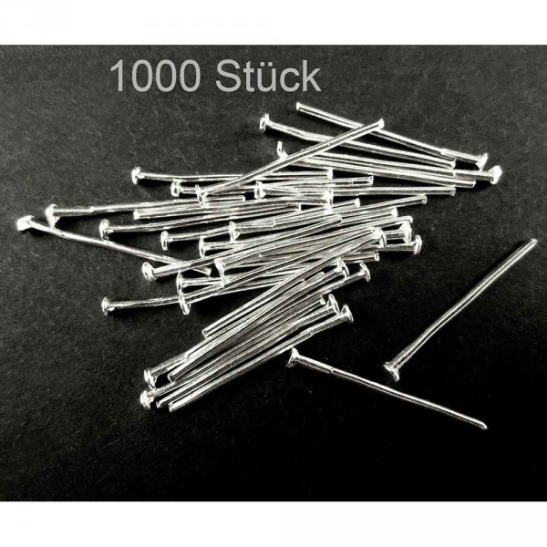 1000 Nietstifte 20mm hellsilberfarben Schmuckdraht mit Kopf Kopfstifte 20mm in - Schmuckzubehör - Leisure-Beads DIY