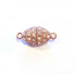 1x rosegoldfarbener Strass Magnetverschluss 24x11mm - Schmuckzubehör