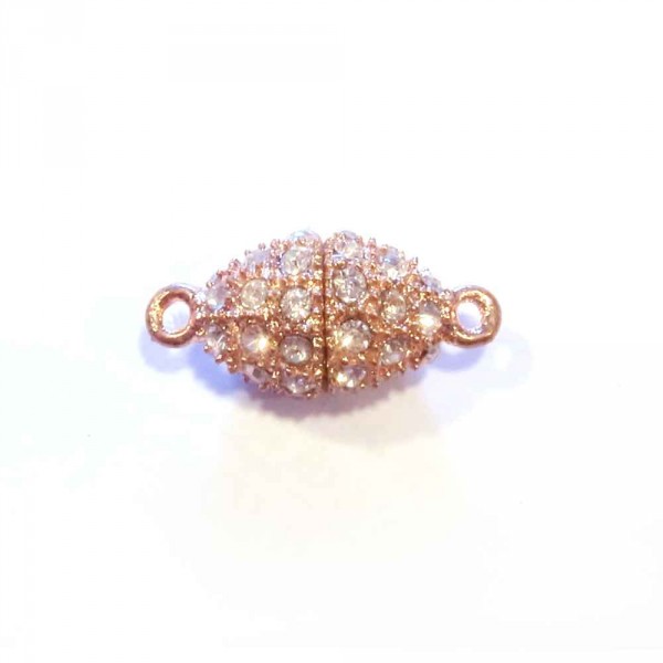 1x rosegoldfarbener Strass Magnetverschluss 24x11mm - Schmuckzubehör - Leisure-Beads DIY