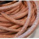 20cm rosa PU Lederband 6x5mm mit goldfarbenen Glitzerpunkten - Schmuckzubehör