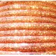 1m hellrotes PU Lederband 7x4,5mm mit goldfarbenen Glitzerpunkten - Schmuckzubehör