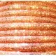 1m hellrotes PU Lederband 7x4,5mm mit goldfarbenen Glitzerpunkten - Schmuckzubehör - Leisure-Beads DIY