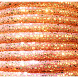 Leisure-Beads - 1m hellrotes Kunstlederband 7x4,5mm mit goldfarben Glitzerpunkten - Schmuckzubehör