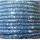 1m blaues PU Lederband 7x4,5mm mit silberfarbenen Glitzerpunkten - Schmuckzubehör