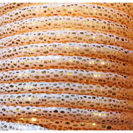 Leisure-Beads - 1m rosa Kunstederband 7x4,5mm mit goldfarben Glitzerpunkten - Schmuckzubehör