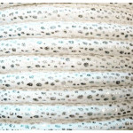 1m weißes Kunstlederband 7x4,5mm mit silberfarbenen Glitzerpunkten - Schmuckzubehör
