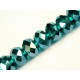 Türkis- silberfarbene geschliffene Glasperlen 8x6mm mit Glanz