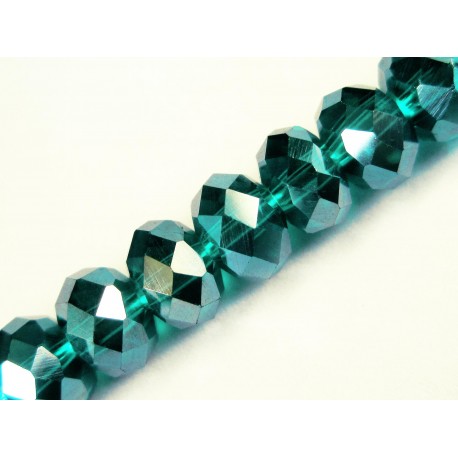 Leisure-Beads - 10x Türkis silberfarben Glasperlen 8x6mm mit Glanz - Schmuckzubehör Glasperlen