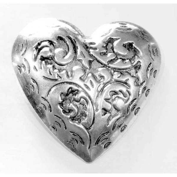 1x Herz Anhänger 50x49x5mm silberfarbenes Trachtenherz Schmuckanhänger - Schmuckzubehör - Leisure-Beads DIY