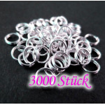 3000 hellsilberfarbene Spaltringe 6mm Doppelringe - Schmuckzubehör Spaltring