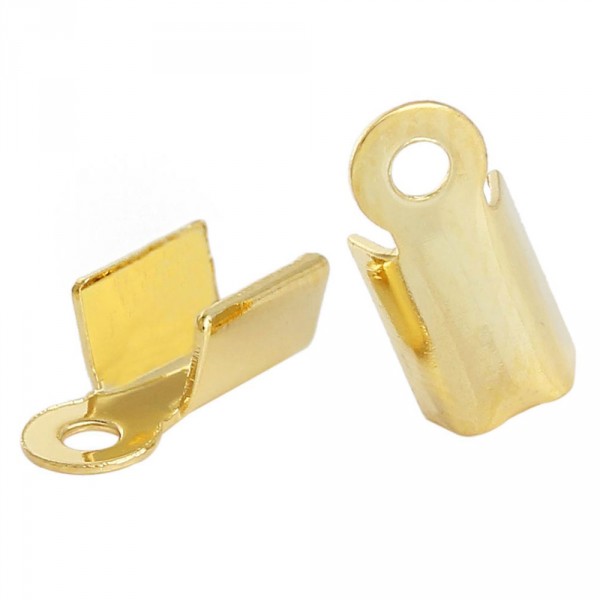10x 18k vergoldete Endkappe 9x4mm goldfarben Schmuckbandklemme goldfarben - Schmuckzubehör - Leisure-Beads DIY