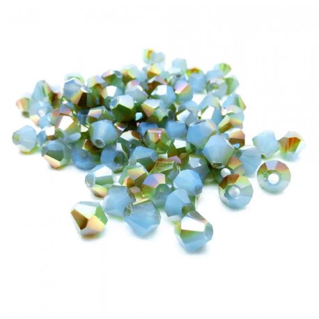 Leisure-Beads - 100 türkis-goldfarbene Glasperlen 4mm Bicone - Schmuckzubehör Glasperlen