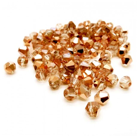 Leisure-Beads - 100 rosegoldfarbene Glasperlen 4mm Bicone - Schmuckzubehör Bicone Glasperlen