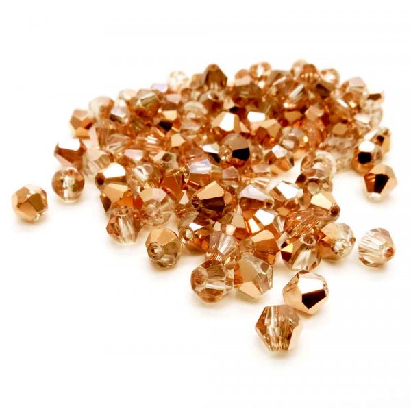 100 rosegoldfarbene Glasperlen 4mm Bicone - Schmuckzubehör Bicone Glasperlen - Leisure-Beads DIY