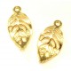 2x hellgoldfarben Blatt Anhänger 22x11x1mm Schmuckanhänger - Schmuckzubehör