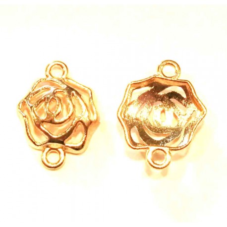 Leisure-Beads - 2x KC-goldfarben Schmuckverbinder 20x16x4mm Rose - Schmuckzubehör