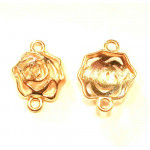 2x KC-goldfarben Schmuckverbinder 20x16x4mm Rose - Schmuckzubehör
