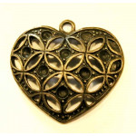 1x bronzefarben Herz Anhänger 28x31x4mm Schmuckanhänger - Schmuckzubehör