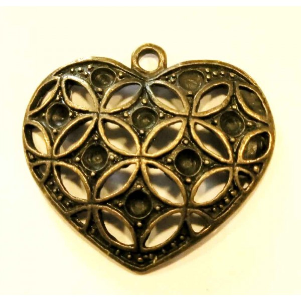 1x bronzefarben Herz Anhänger 28x31x4mm Schmuckanhänger - Schmuckzubehör - Leisure-Beads DIY