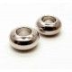 2x silberfarben Metallperlen 9x5mm Donut Großlochperlen Spacer - Schmuckzubehör Metallperle