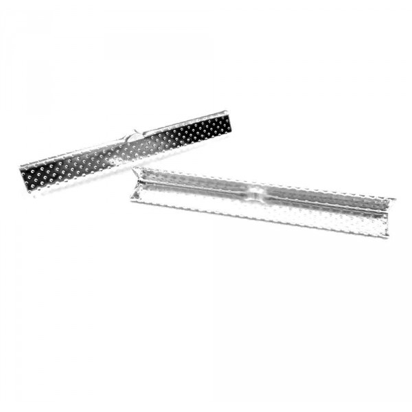 2x hellsilberfarbene 50mm Bandklemme - Schmuckzubehör Bandklemme 50mm - Leisure-Beads DIY