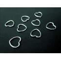8x Herz offener Biegering 10x10mm silberfarben Binderinge - Schmuckzubehör Biegering