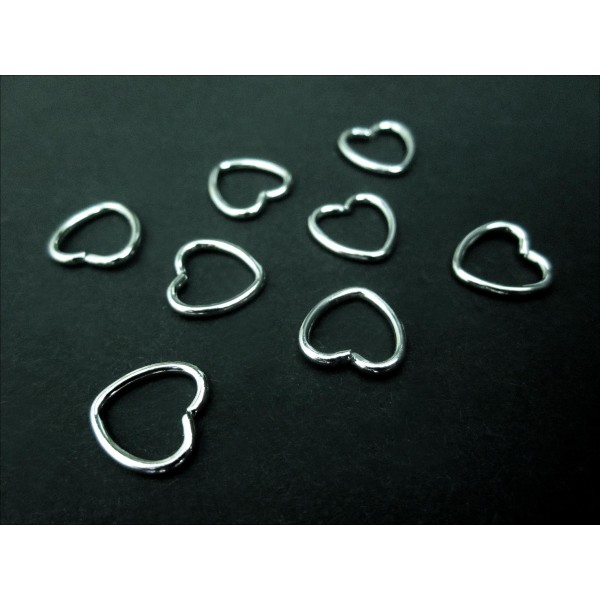 8x Herz offener Biegering 10x10mm silberfarben Binderinge - Schmuckzubehör Biegering - Leisure-Beads DIY