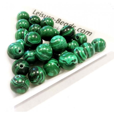 Leisure-Beads - 5x Malachit Perle 8mm Natursteinperlen - Schmuckzubehör