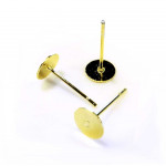 20x goldfarben Edelstahl 5mm Ohrstecker zum Bekleben mit Stoppern - Schmuckzubehör für Ohrringe