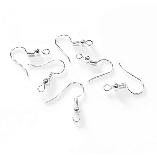 2 Stück Edelstahl Ohrfedern 20x20mm hellsilberfarben mit Stopper - Schmuckzubehör - Leisure-Beads DIY