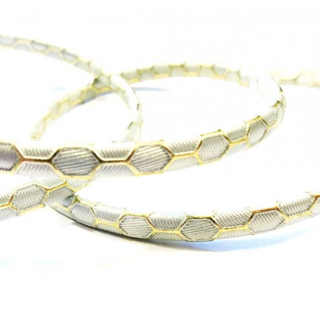 Leisure-Beads - 1m silberfarbenes PU-Lederband 5x2,5mm mit Wabenmuster - Schmuckzubehör Lederband