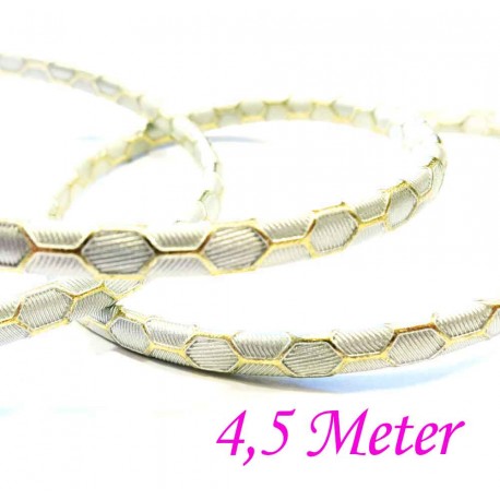 Leisure-Beads - 4,5m silberfarbenes PU-Lederband 5x2,5mm mit Wabenmuster - Schmuckzubehör Lederband
