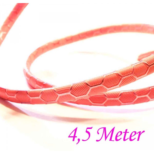 4,5m rosa PU-Lederband 5x2,5mm mit Wabenmuster - Schmuckzubehör Lederband - Leisure-Beads DIY