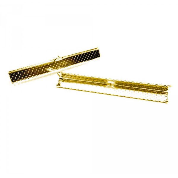 2x kc-goldfarbene Bandklemme 50mm Bandverbinder - Schmuckzubehör