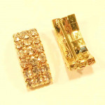 1x hellgoldfarbene Strass Schiebeperle 21x8x7mm - Schmuckzubehör Schiebeperle